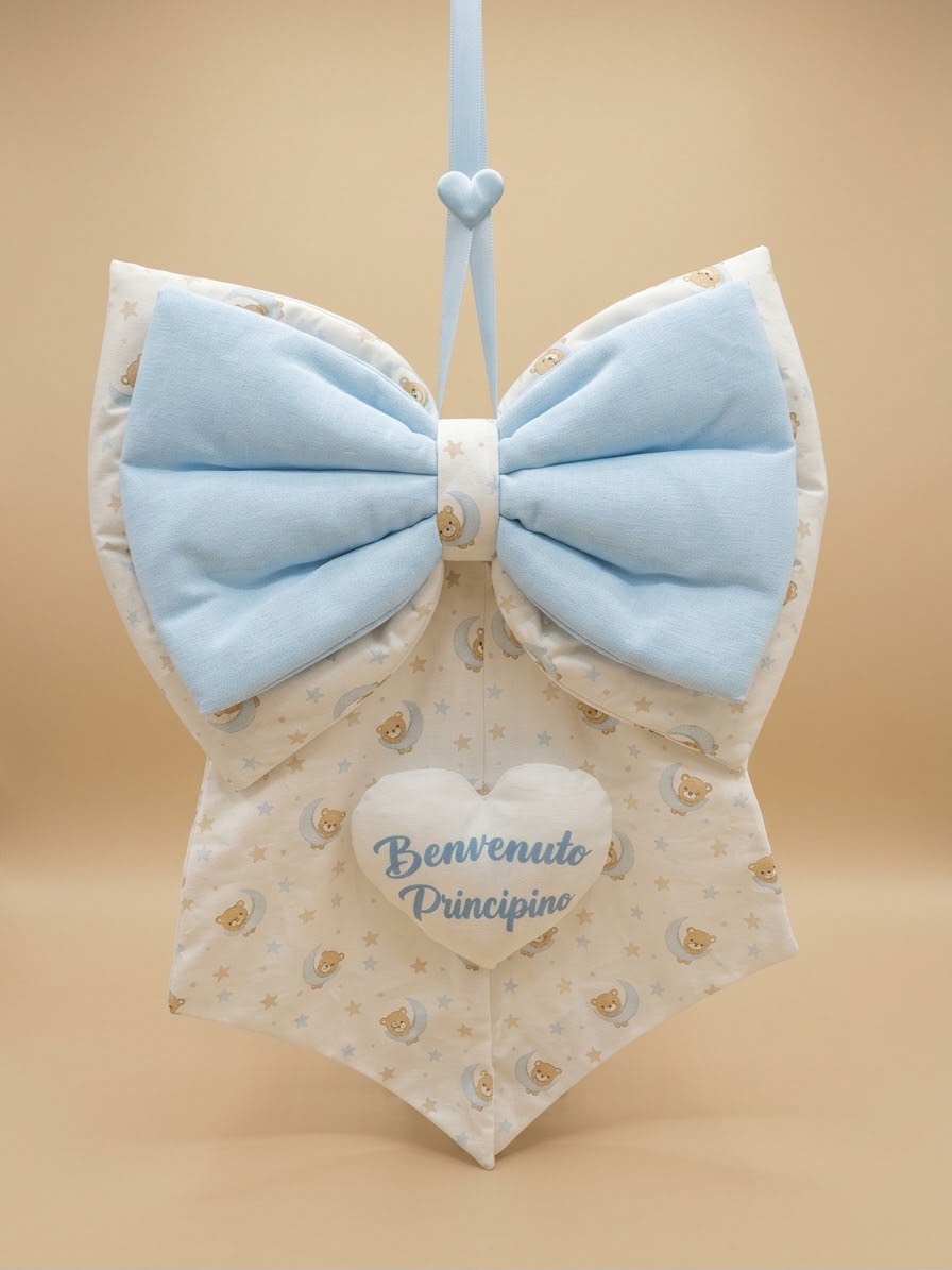 Coccarda Nascita con Fiocco in Piquet – Art. IR1043/1