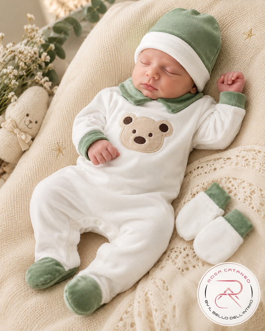 Set Tutina in Ciniglia con Cappellino e Muffole Preziosini PRXS506/5M