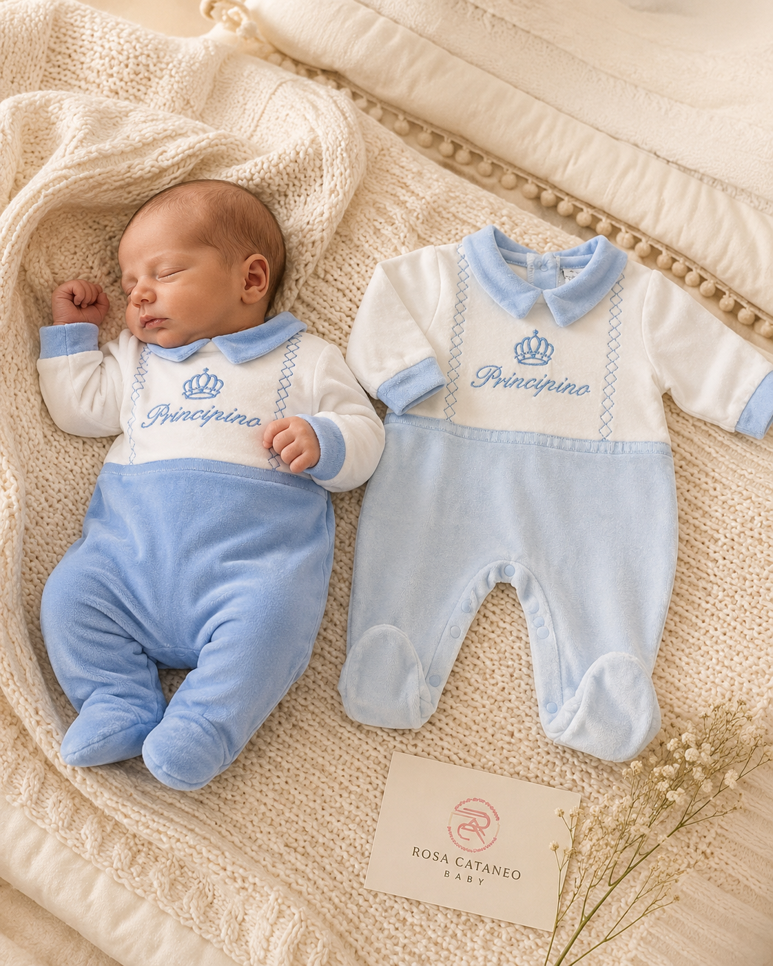 Tutina Neonato in Ciniglia Principino – I Batuffolini Art. B524/M13