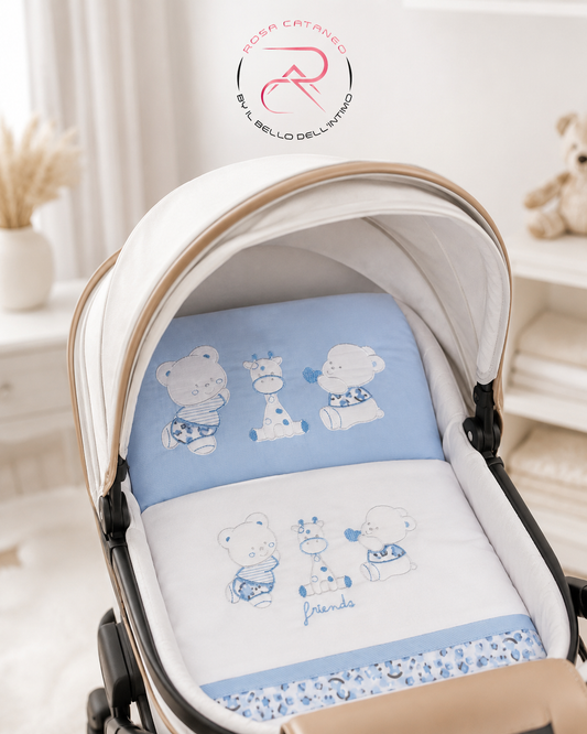 Set Piumotto Ricamato Passeggino e Navicella Mio Piccolo