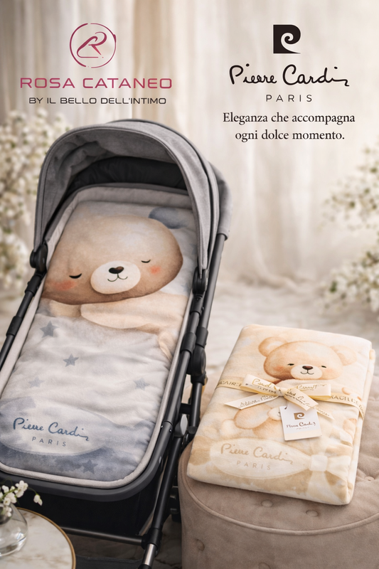 Copertina neonato in cotone Pierre Cardin per passeggino – fantasia orsetto
