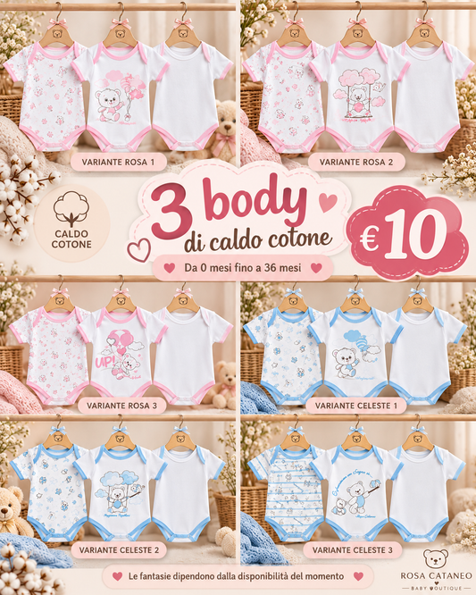 Tris 3 Body Neonato Caldo Cotone Nazareno Gabrielli – 0/36 Mesi