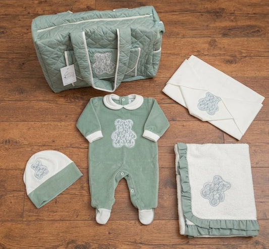 Set Uscita Clinica Neonato 5 Pezzi Orsetto Ricamato – Tenerotti