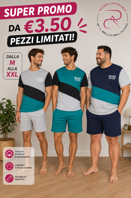 Pigiama Uomo Mezza Manica e Pantaloncino Mastro Bianco – Super Promo €3,50