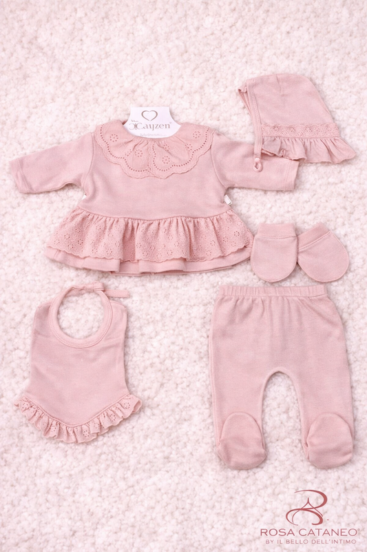 Completo Neonata Elegante in Cotone 5 Pezzi Cayzen  Art.2069