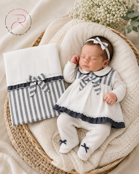 Uscita Clinica Neonata La Margherita Made in Italy – Vestina con Leggings + Copertina Coordinata