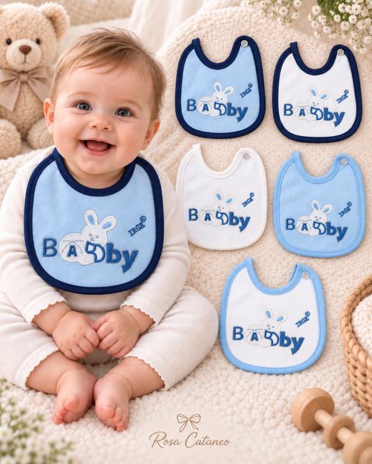 Bavetta Neonato in Cotone Ricamata Irge “Baby Coniglietto”