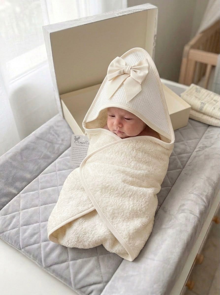 Accappatoio Triangolo Ornella 100% Cotone – Accappatoio Neonato 70x75 cm