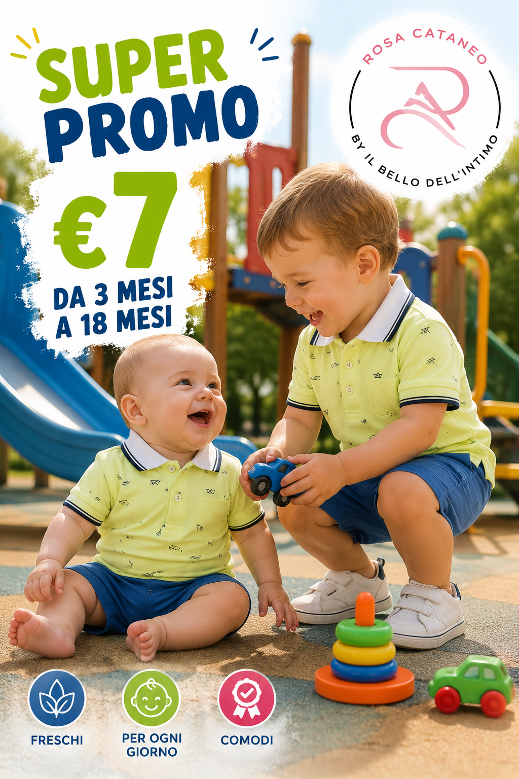Completo Neonato Bimbo Estivo Polo e Bermuda in Cotone – Giallo/Blu – ART. BBO-812