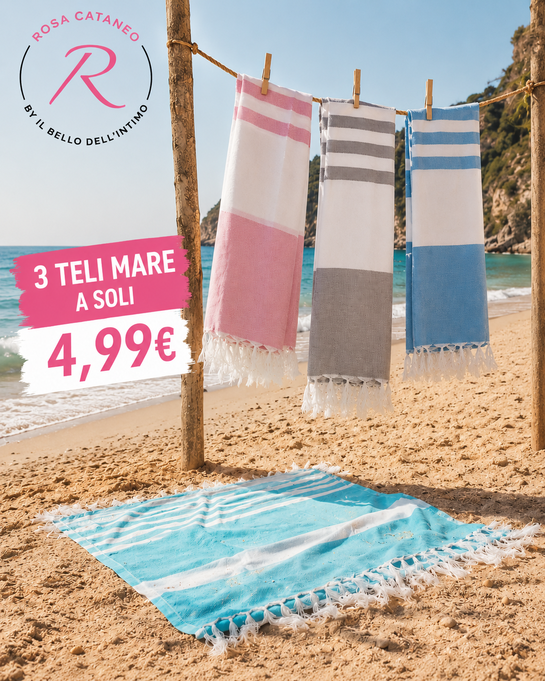 Telo Mare 100% Cotone 90x170 cm Multicolor | Morbido e Assorbente