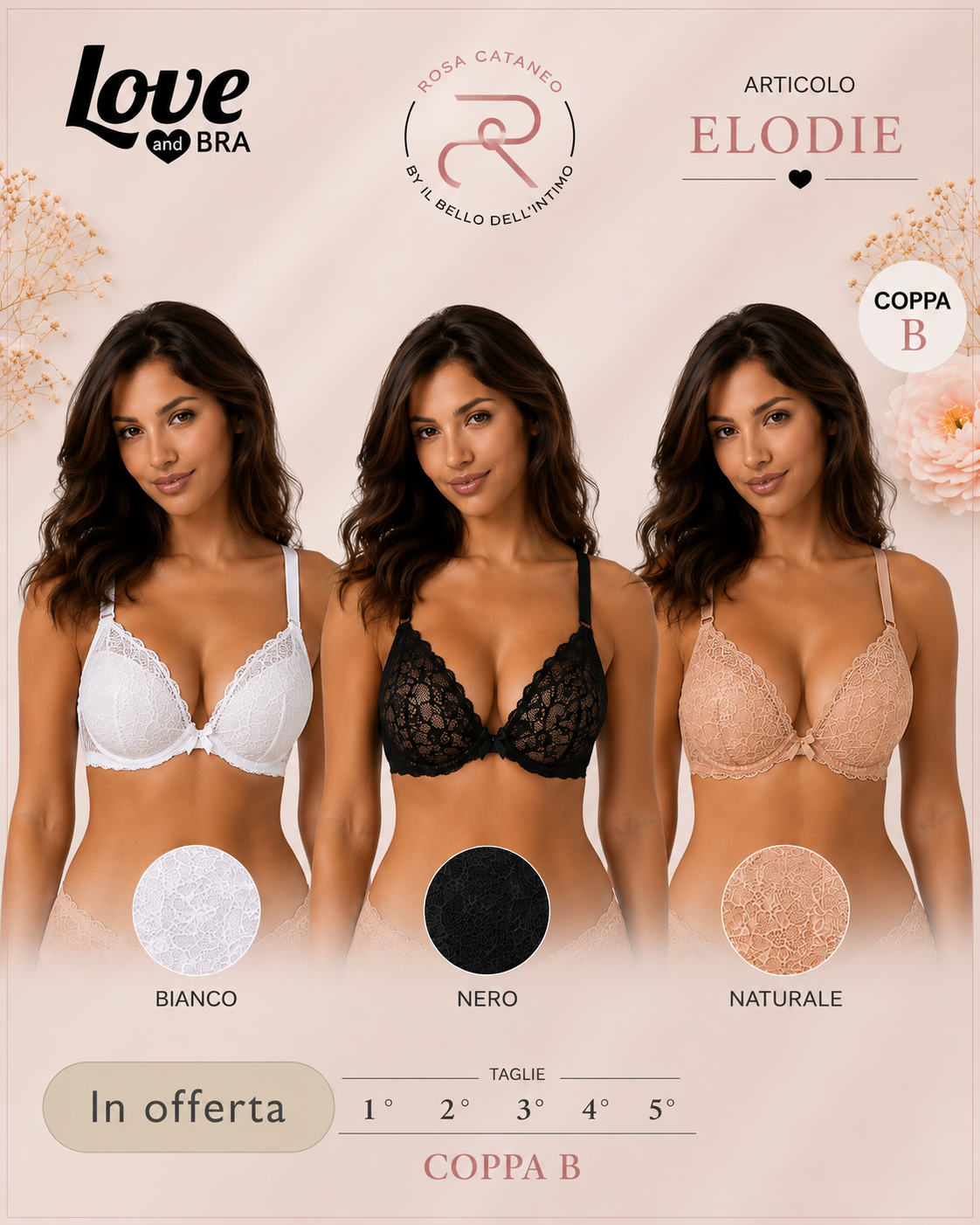 ELODIE | Reggiseno Push-Up in Pizzo Love and Bra