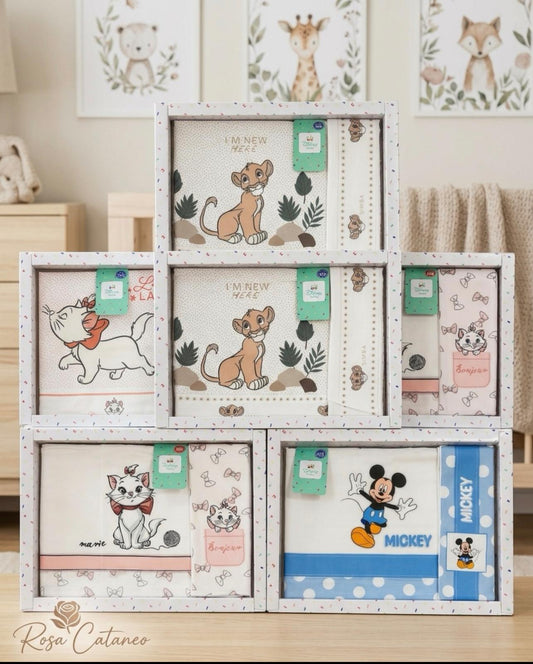 Lenzuola passeggino/navicella Disney in cotone – 3 pezzi
