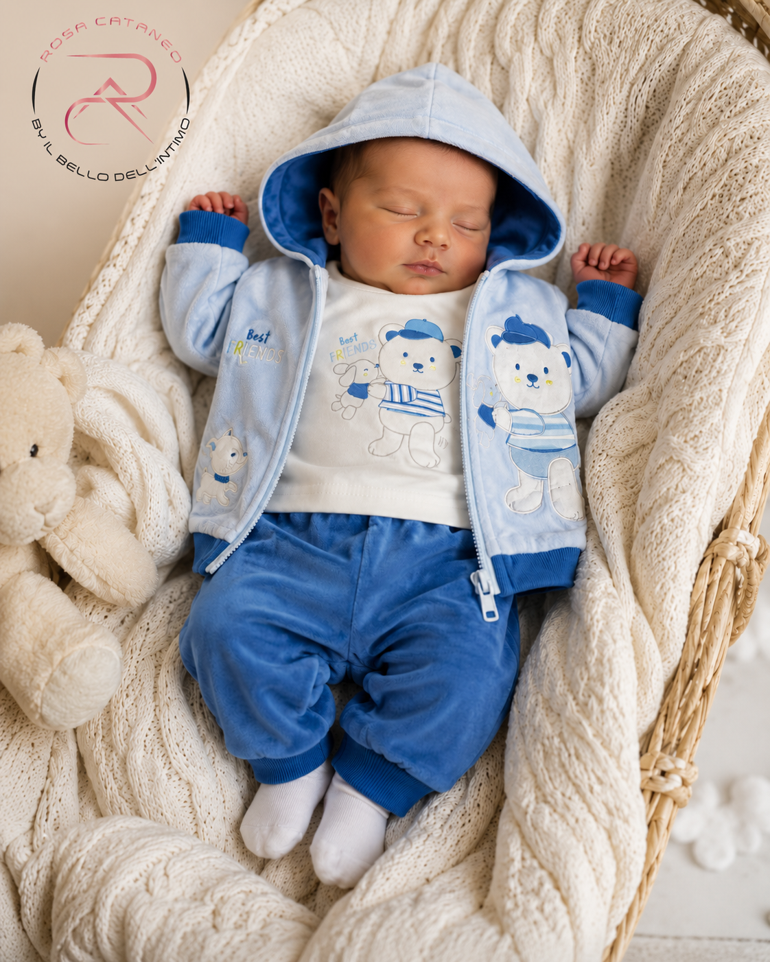 Tuta in ciniglia 3 pezzi neonato RePanda