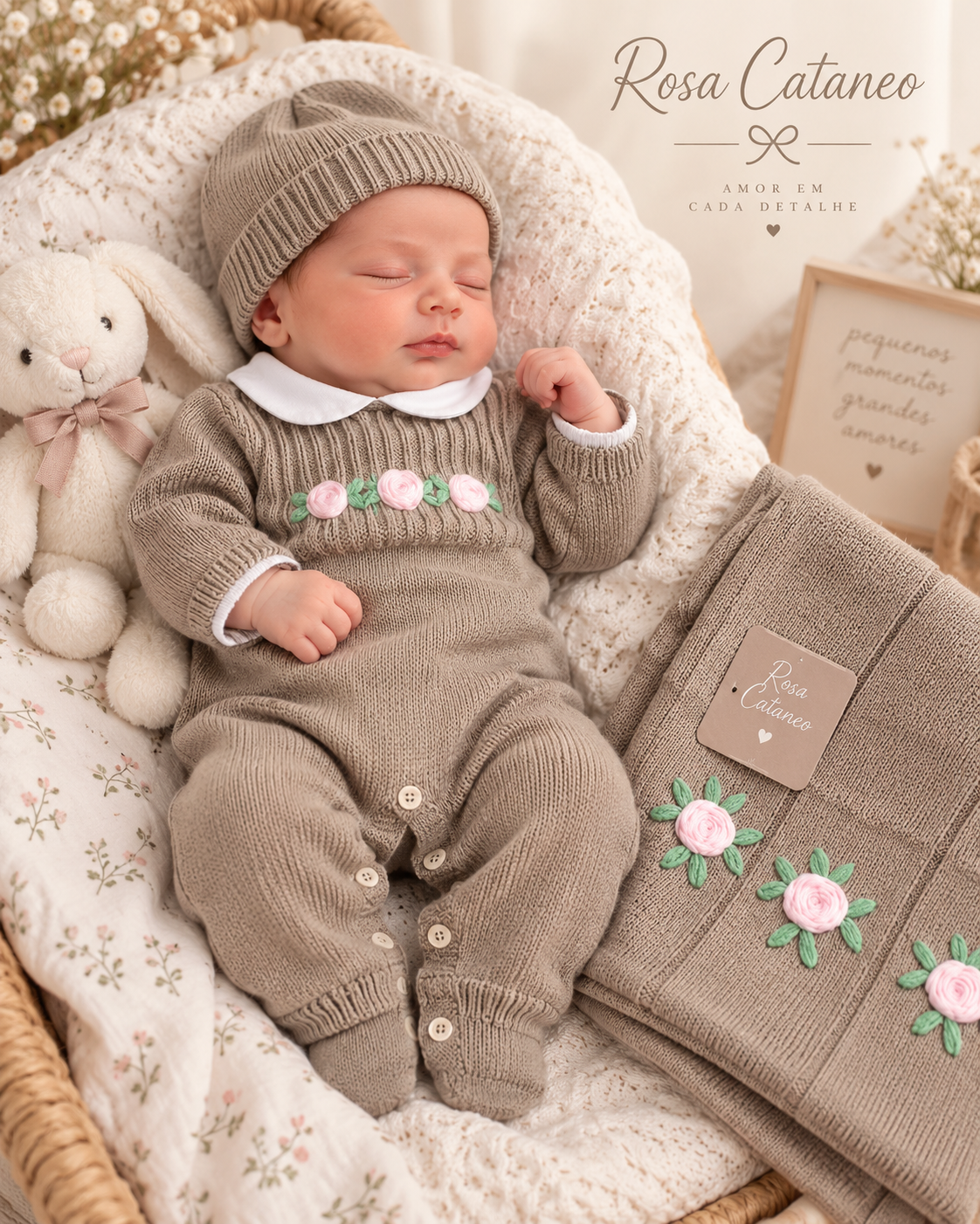 Set Nascita 3 Pezzi Neonata con Rose – NG-3488
