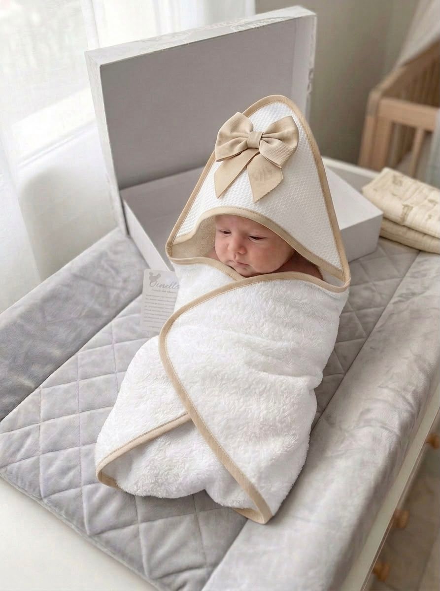 Accappatoio Triangolo Ornella 100% Cotone – Accappatoio Neonato 70x75 cm