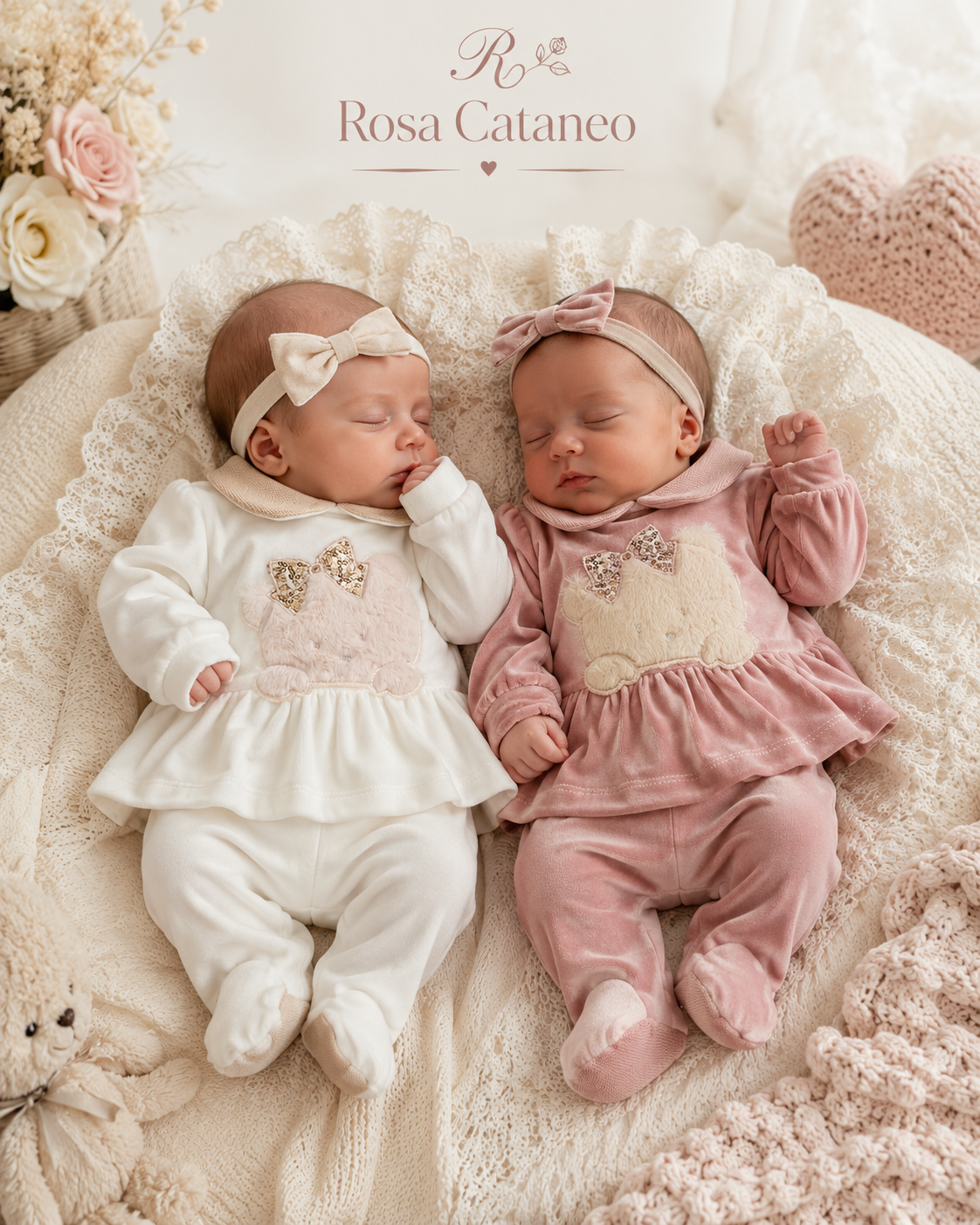 Completino Neonata in Ciniglia Nazareno Gabrielli con Orsetto – Art. NG2220