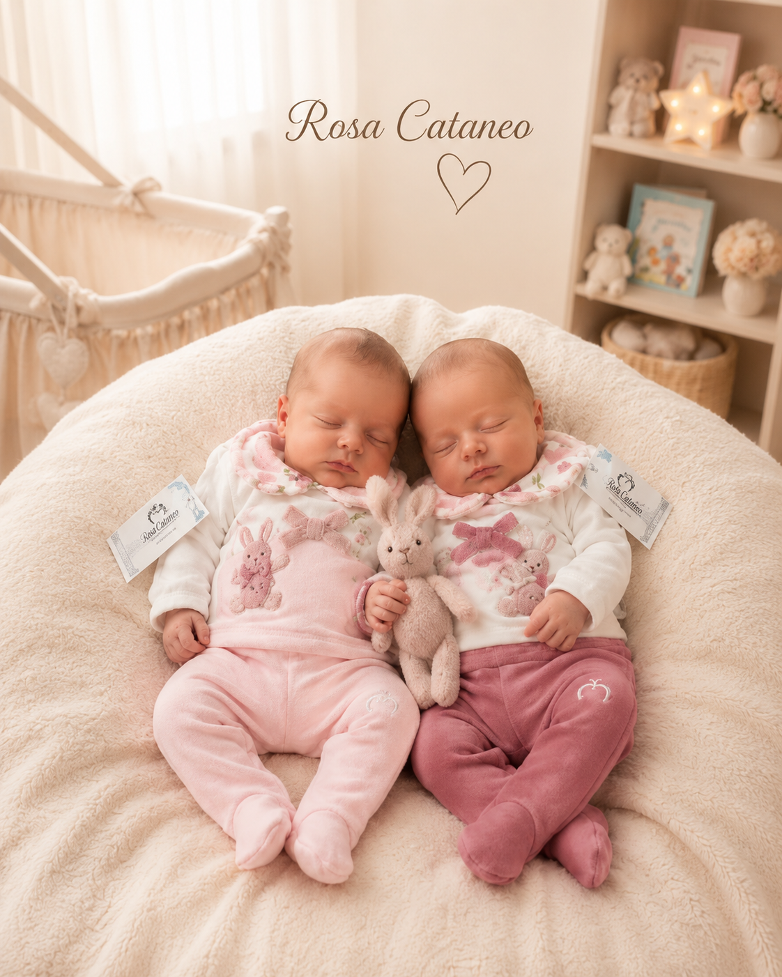 Spezzato in ciniglia neonata con fiocco e fantasia floreale Melanie SC111