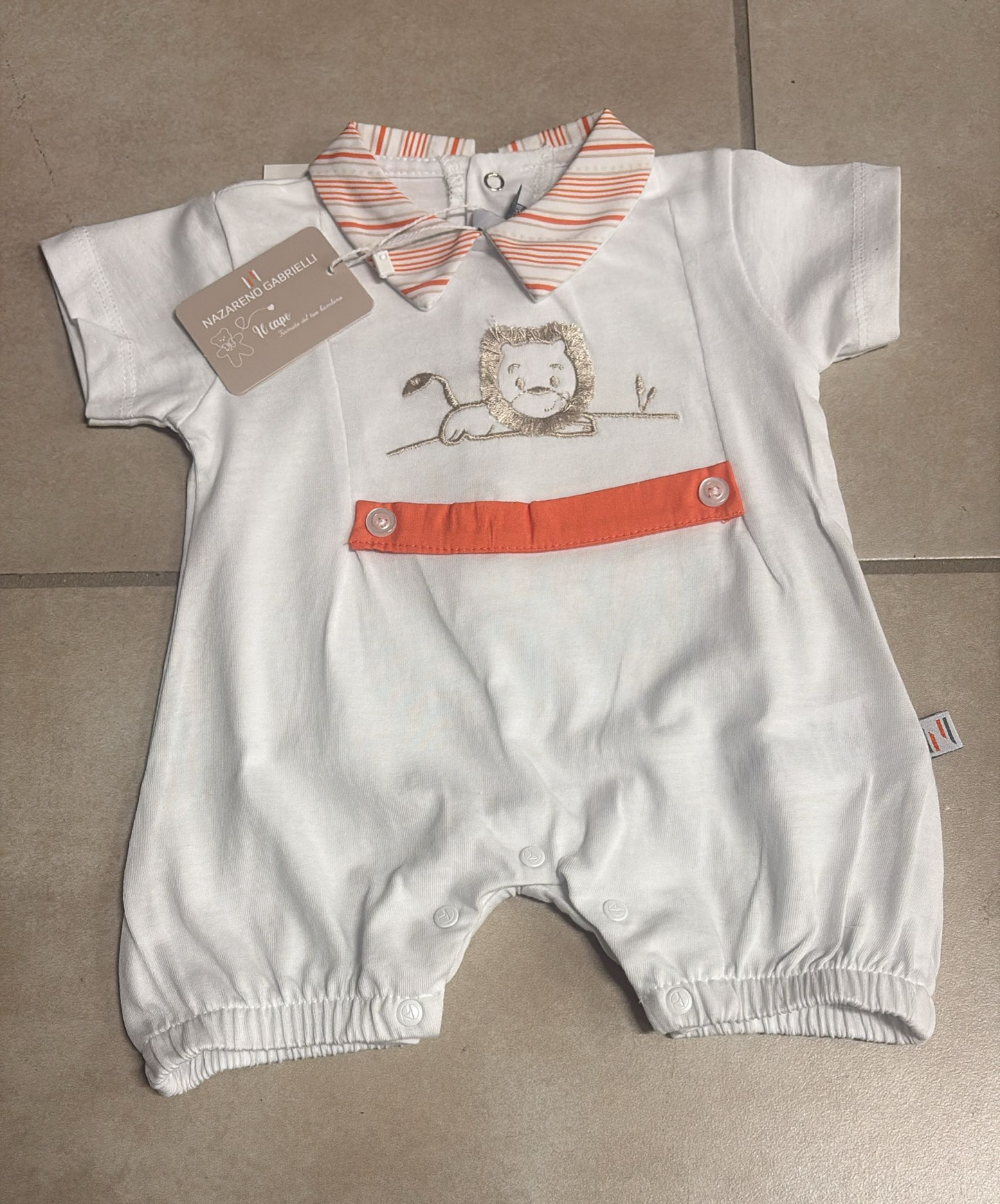 Pagliaccetto Neonato in Cotone Nazareno Gabrielli Cielo/Arancione – NG3630