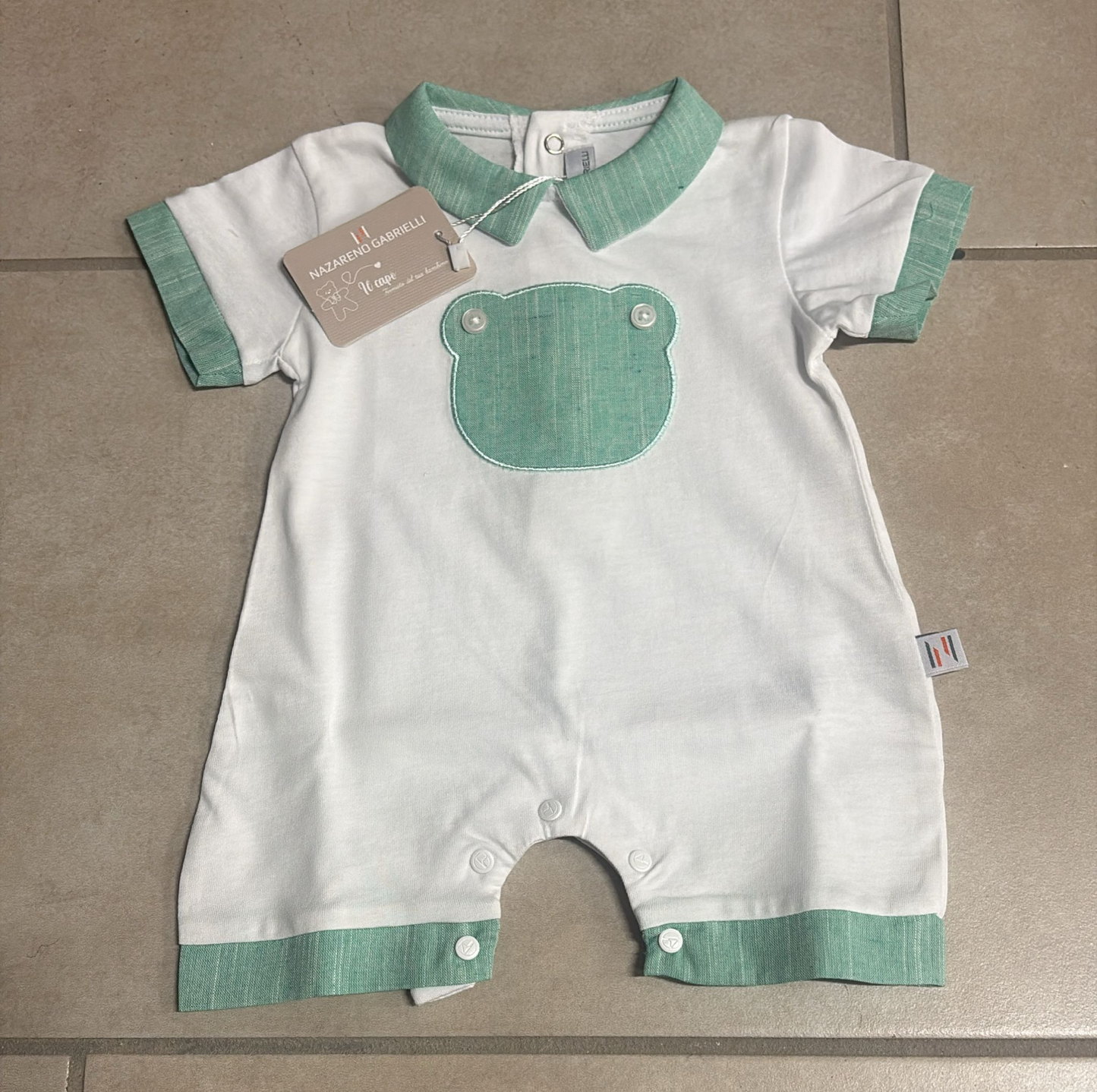 Pagliaccetto Neonato in Cotone Nazareno Gabrielli Verde/Cielo – NG3630