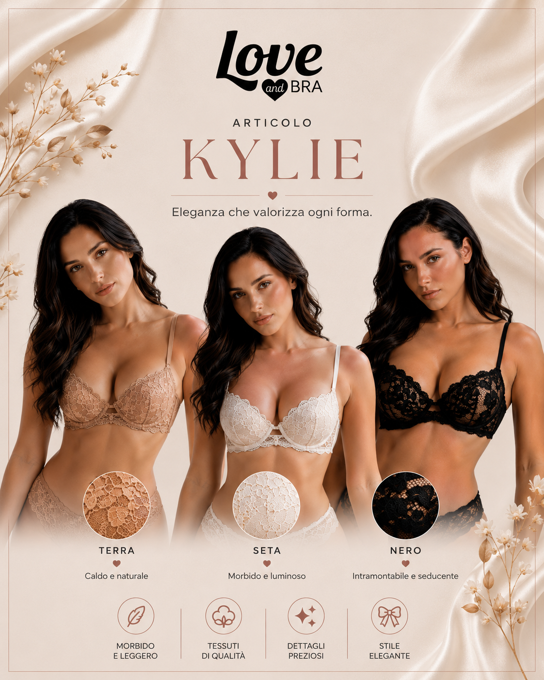 KYLIE | Reggiseno Balconcino Coppa C in Pizzo Love and Bra
