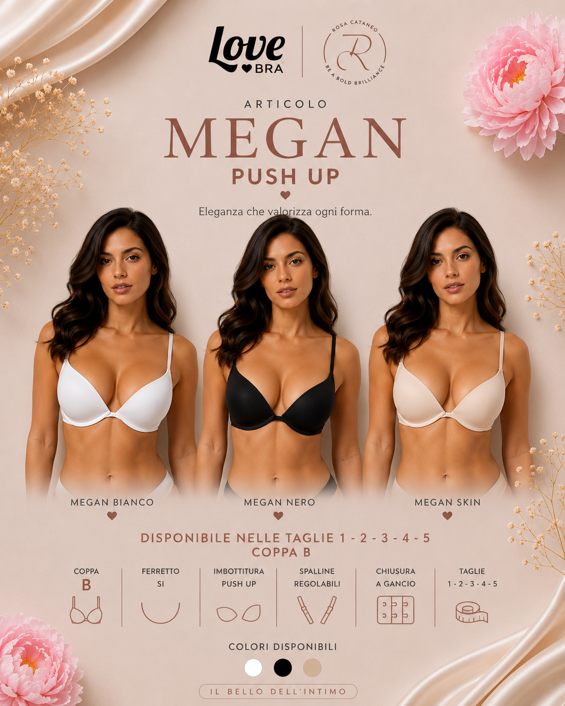 MEGAN | Reggiseno Push-Up in Microfibra Love and Bra
