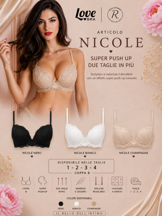 NICOLE | Reggiseno Super Push-Up in Pizzo Love and Bra