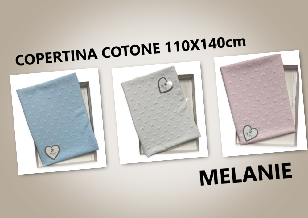 COPERTINA DI COTONE DELLA MELANIE MOD. CUORE MIS. 110X140 CM A 12€