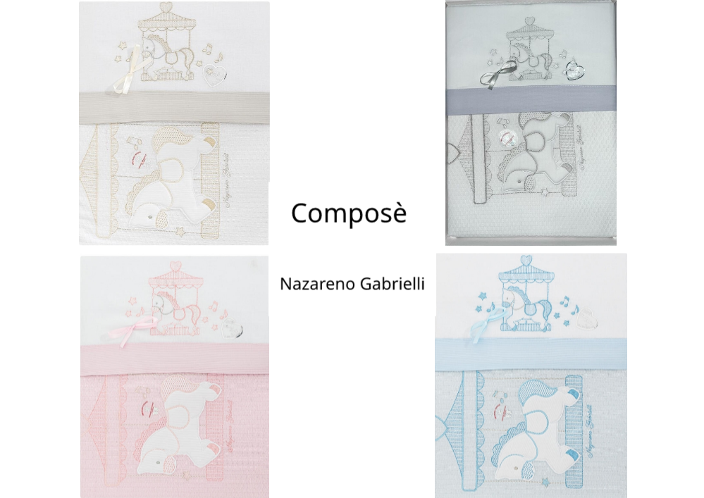 Completo Culla Nazareno Gabrielli NG-559 Carosello 4 Pezzi 100% Cotone