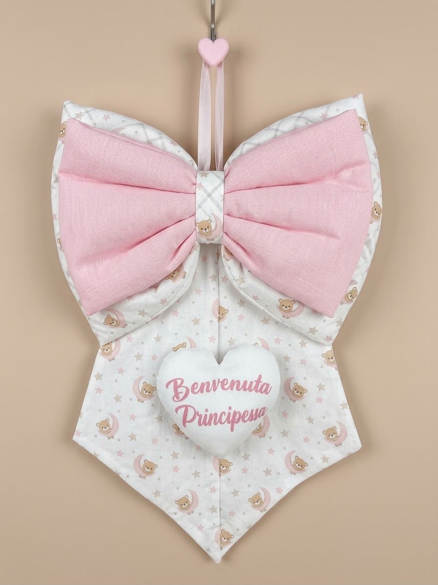 Coccarda Nascita con Fiocco in Piquet – Art. IR1043/1